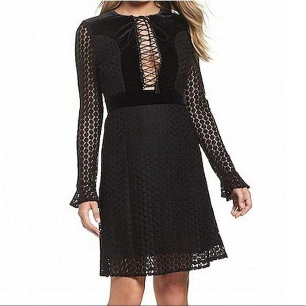 Anthro Foxiedox Lace-up Illusion Dress Black XS